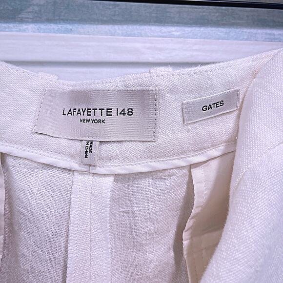 LAFAYETTE 148 100% Linen Gates Pants Ivory/Cream Dress Career Work Womens US 12 - Picture 6 of 8